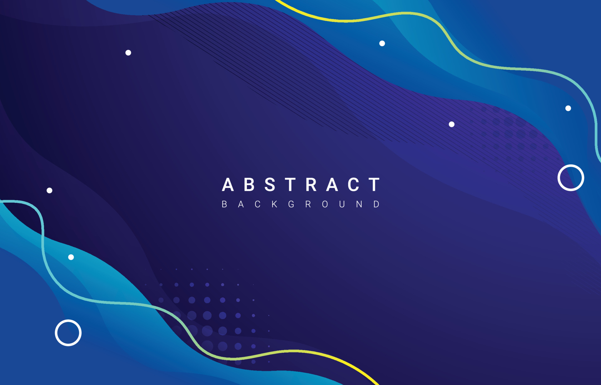 Dark Blue Color Waves With Halftone Elements Design