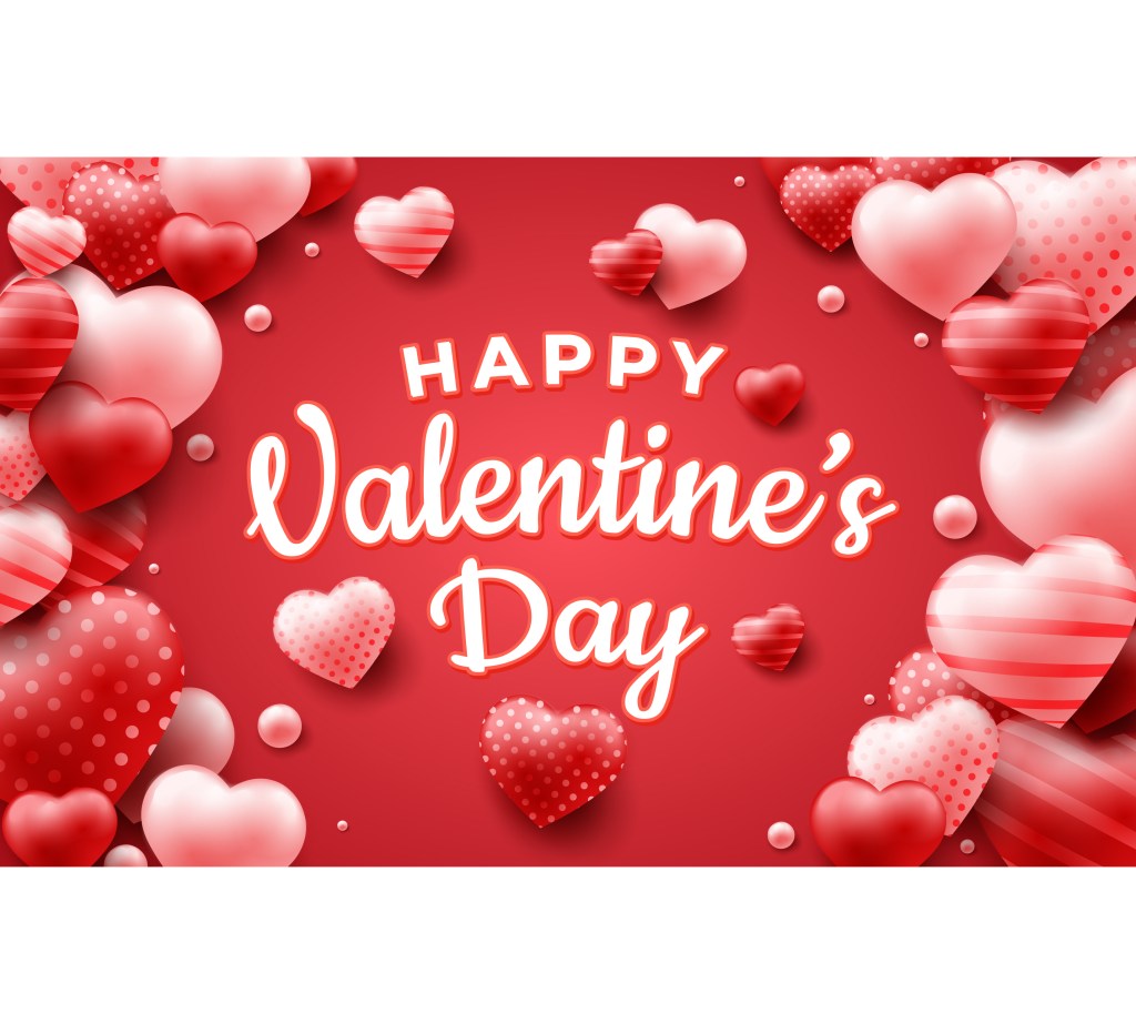 Happy Valentine's Day 3D Hearts Frame Vector Free
