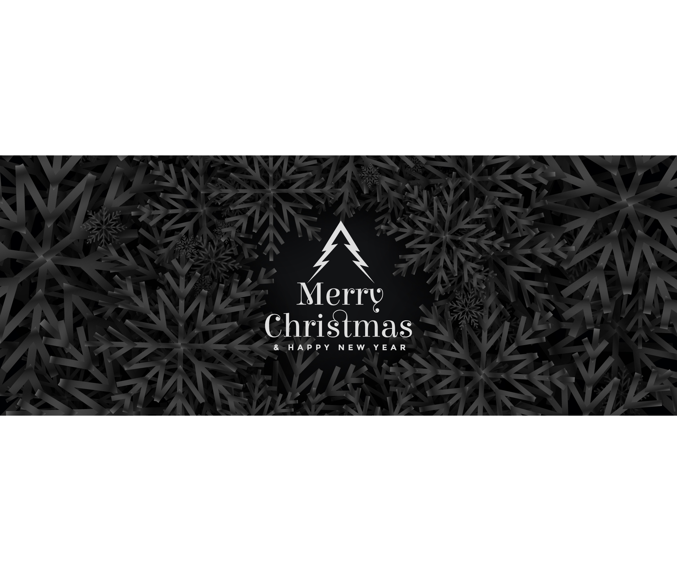 Dark Luxury Christmas Banner With 3D Snowflakes Free Vector